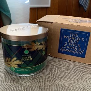 NWT Bath & Body Works 3-Wick Candle Fresh Balsam White Barn